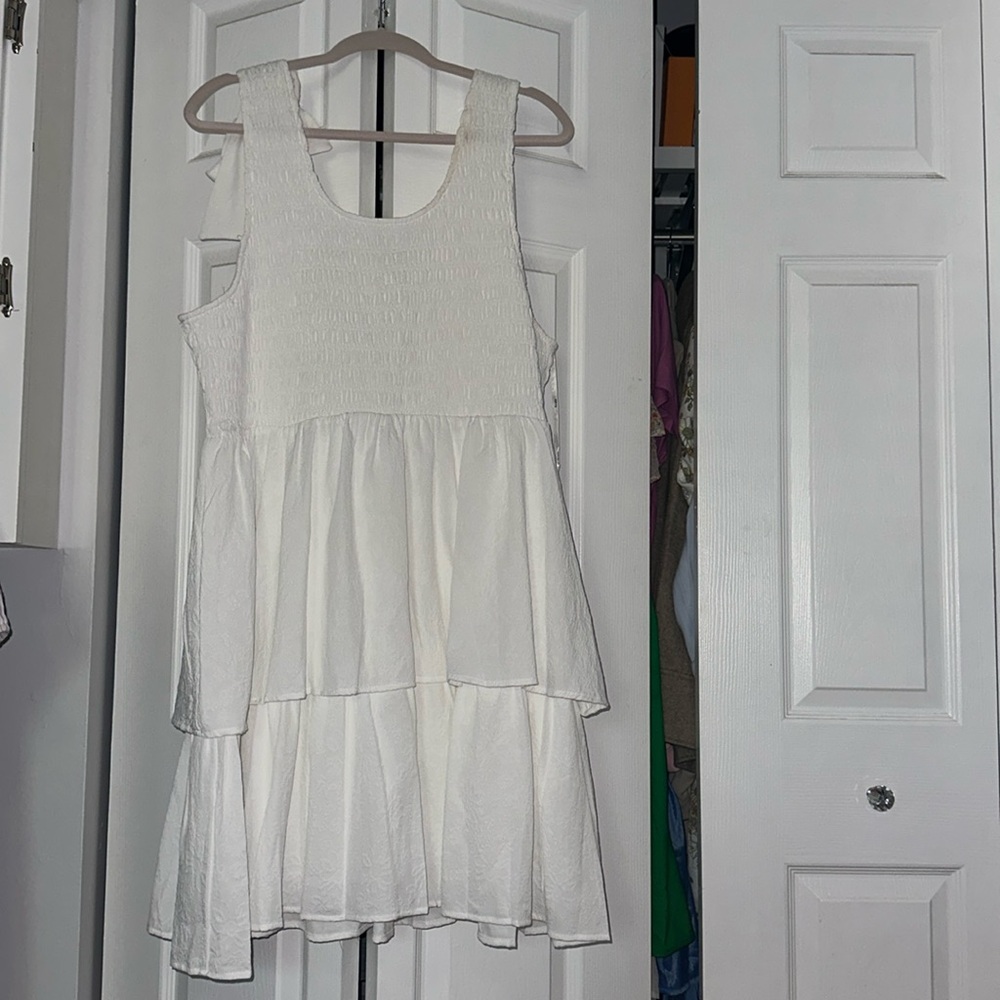 White tiered bow dress